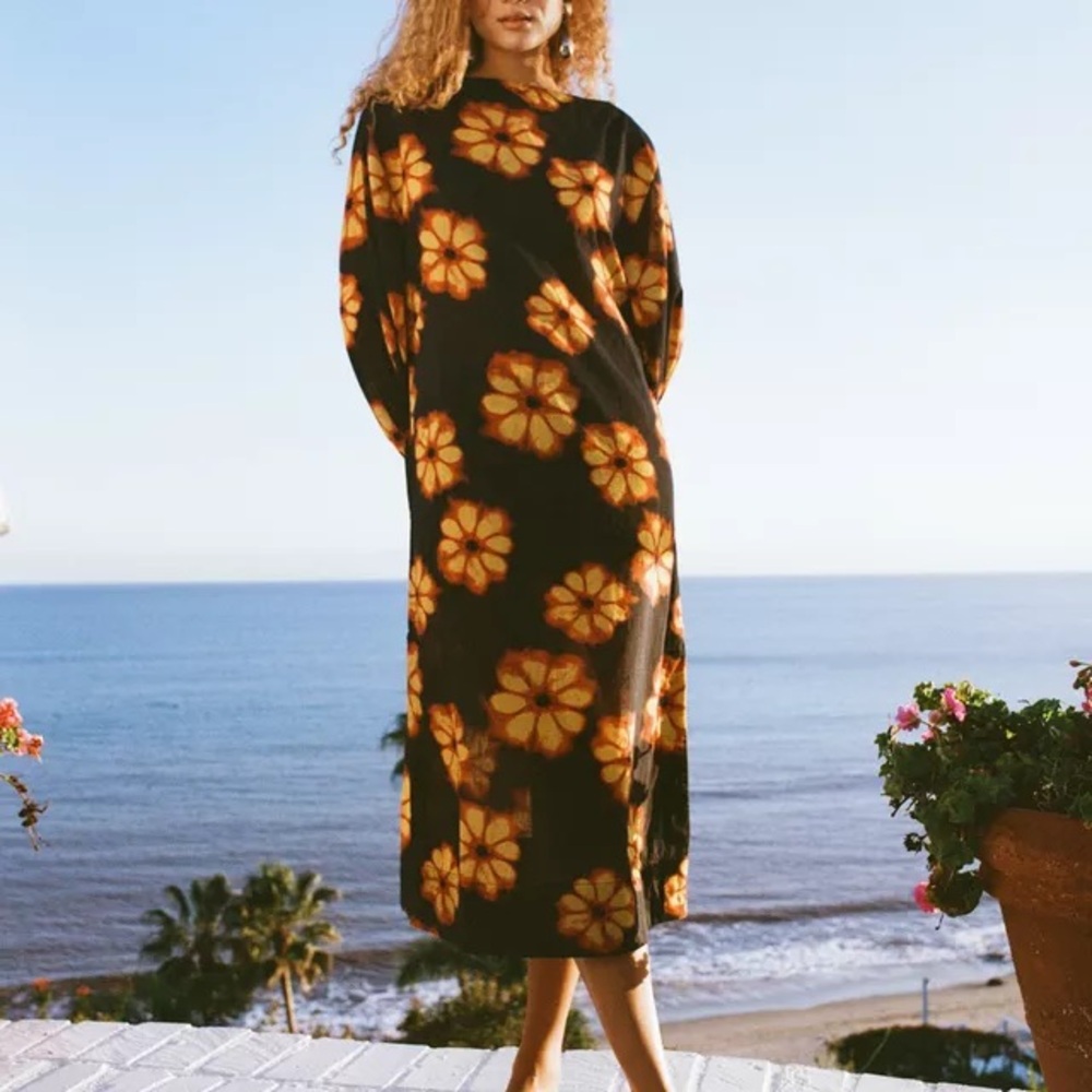 RHODE Delilah Dress in Black Bombay Bloom